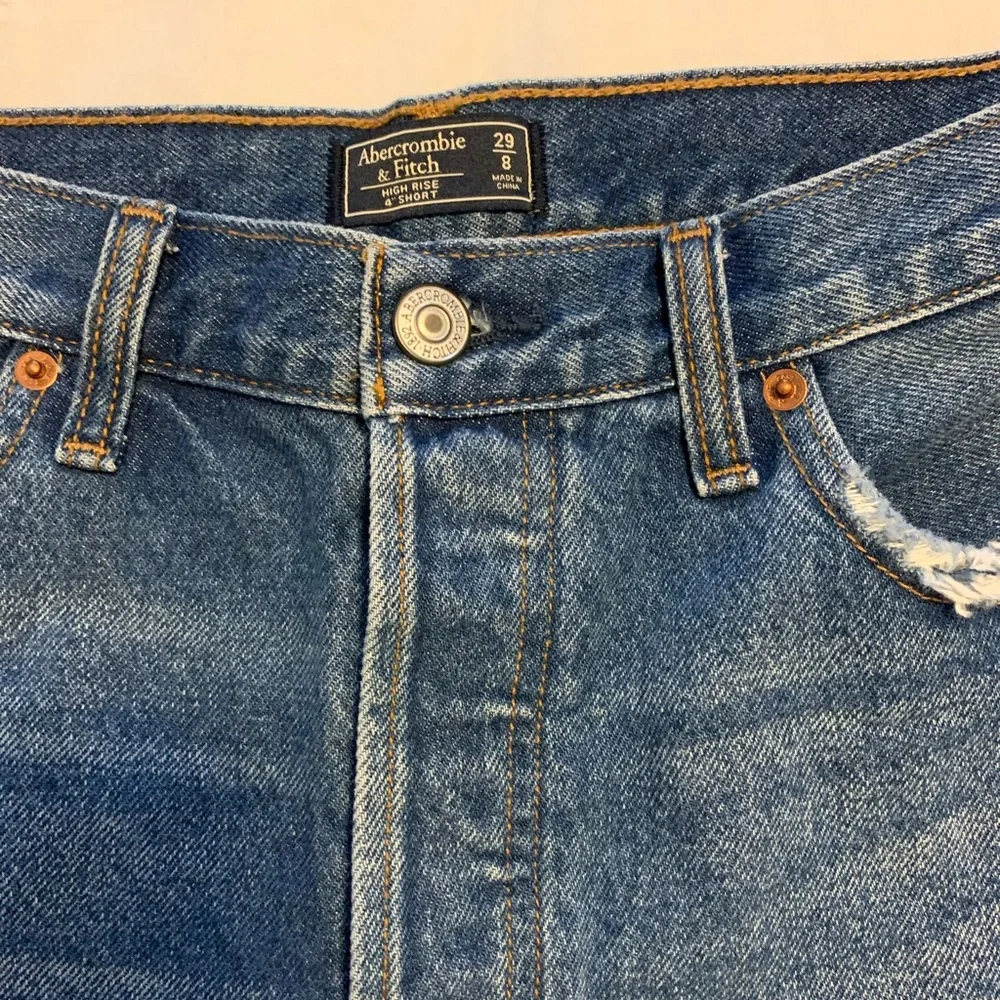 Abercrombie High Rise Mid Length Denim Shorts
